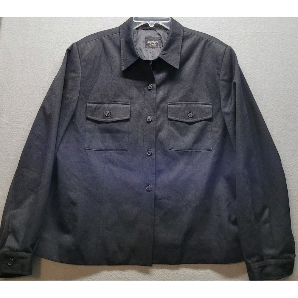 Vintage Southern Lady Black Lined Chore Jacket Made In USA Women's‎ Size 18